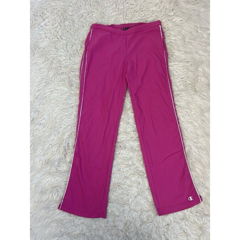 Champion Elite Vintage Y2K Hot Pink Track Pants Sz Medium Sweatpants Drawstring